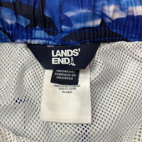 Lands' End NWT Blue Shark Swim Trunks Shorts Swimsuit Sz S - Picture 2 of 8